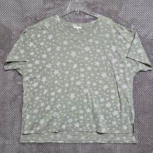 Easel Top Oversized Star Burnout Green Shirt Women's Large